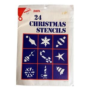 Vintage 24 Santa Christmas Stencils Window/ Mirror Snow Spray Holiday Retro ￼